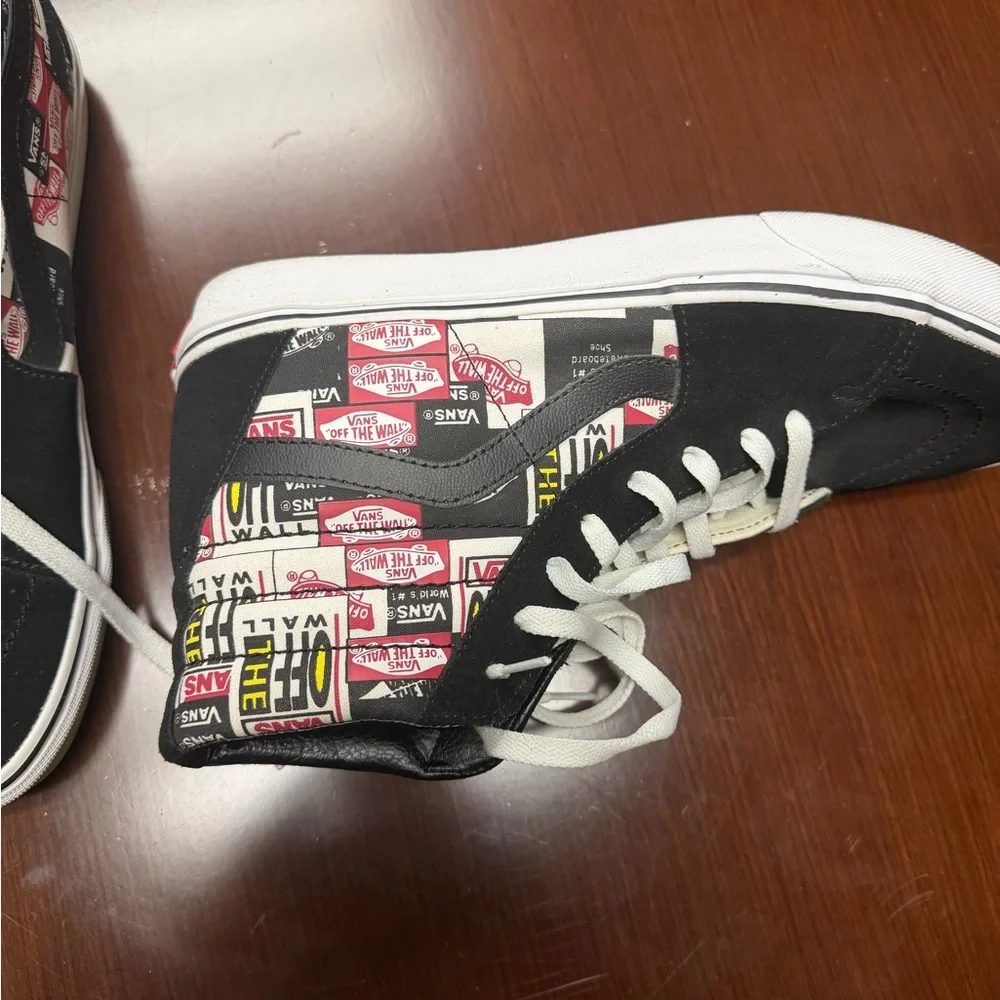 Vans Kids High-Top Sneakers - Black, White, and Red